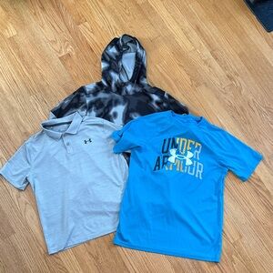 Under Armour Kids' Hoodie and Shirt Trio - Black, Gray, Blue